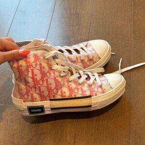 Dior Pink Monogram High-Top Sneakers